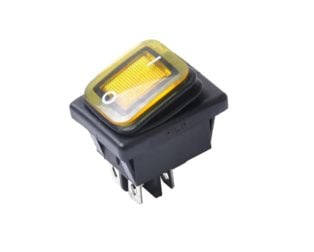 4 Pins 250V 12V UL Illuminated 30A Rocker Switch - Yellow