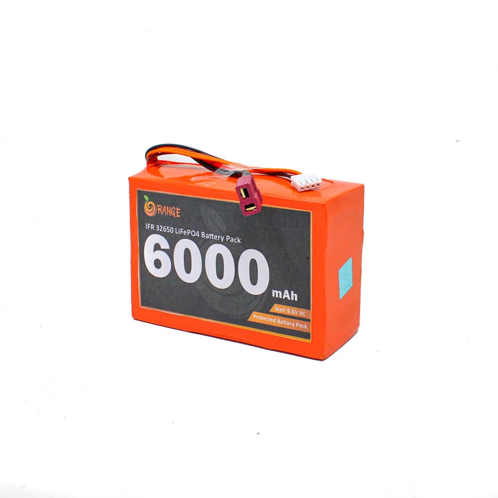 Orange IFR 32650 9.6V 6000mAh 3C 3S1P LiFePO4 Battery Pack