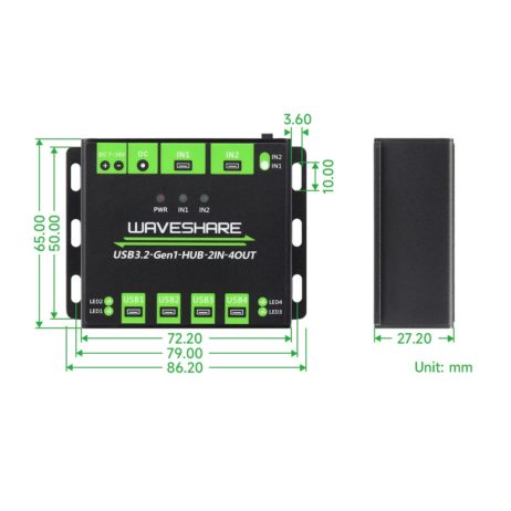 Waveshare Industrial Grade Usb Hub , Switchable Dual Hosts, Multi Protections