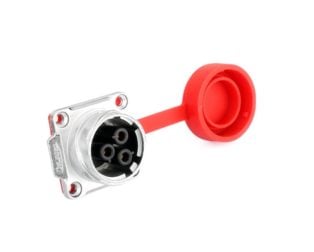 DH-24 3 Pin Female Soldering Type Power Socket with Metal Shell IP67 500V 25A