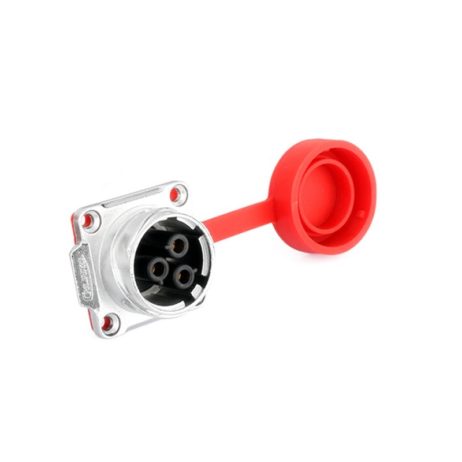 Dh-24 3 Pin Female Soldering Type Power Socket With Metal Shell Ip67 500V 25A