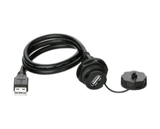 YU series USB 2.0 Female-Male Data Connector IP67 with Cable