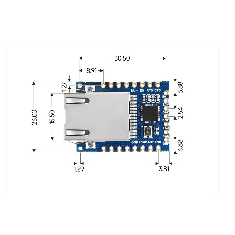 Waveshare Waveshare Ttl Uart To Ethernet Mini Module Castellated Holes With Immersion Gold Design Highly Integrated Packaging 4