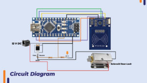 Circuit diagram of RFID based door lock security system using arduino nano