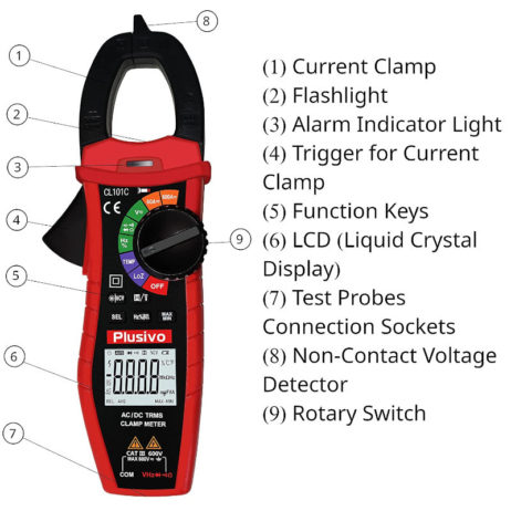 Plusivo Acdc Current Digital Clamp Meter T Rms 6000 Counts 1