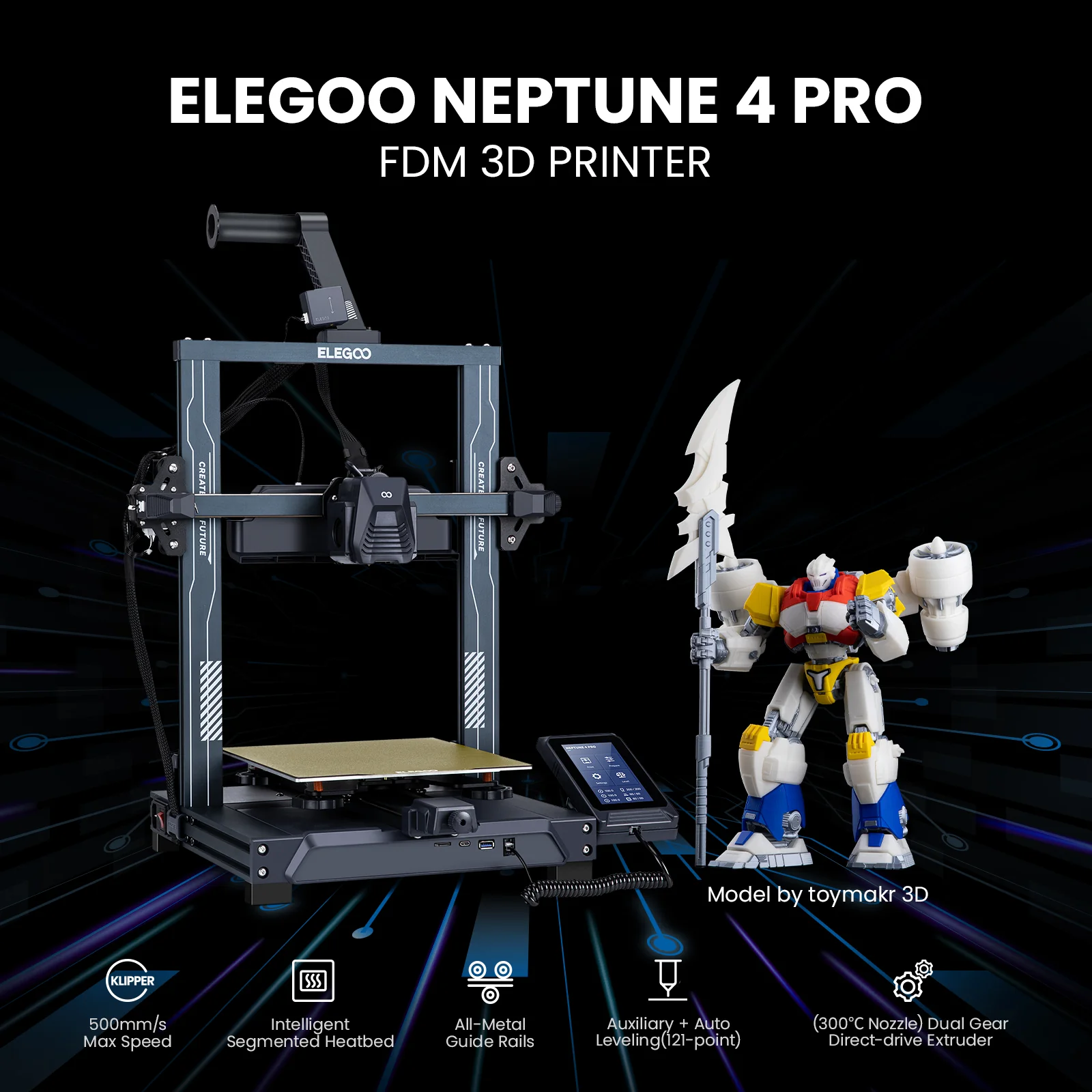Elegoo -Neptune 4 Pro FDM 3D Printer 