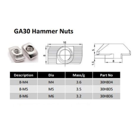 Easymech Easymech M5 Ms T Nut Hammer Head For 3030 Series Aluminum