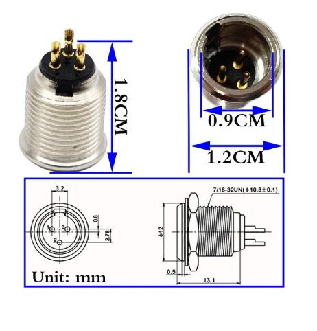 3Pin Mini Xlr Connectors Male Socket