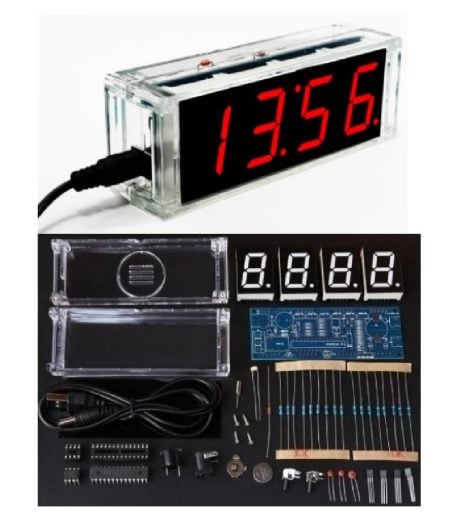 Diy Red Led Electronic Microcontroller Digital Clock Time Kit