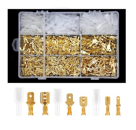 900Pcs 2.8/4.8/6.3Mm Golden Insulated Male Female Wire Connector Electrical Wire Crimp Terminals Spade Connectors Assorted Kit