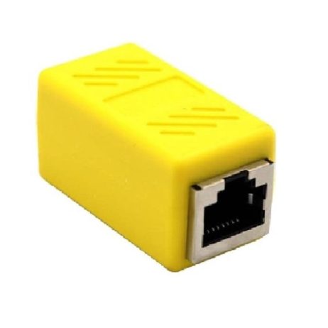 Generic Yellow Rj45 Female To Female Cat6 Network Ethernet Lan Connector Adapter 2