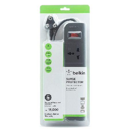 Belkin 4-Socket Surge Protector Universal Socket With 5Ft (1.5-Meter), Grey