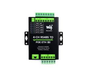 Waveshare 4-Ch RS485 to RJ45 Ethernet Serial Server, 4 Channels RS485 Independent Operation, Rail-mount Industrial Isolated Serial Module, Optional PoE Function