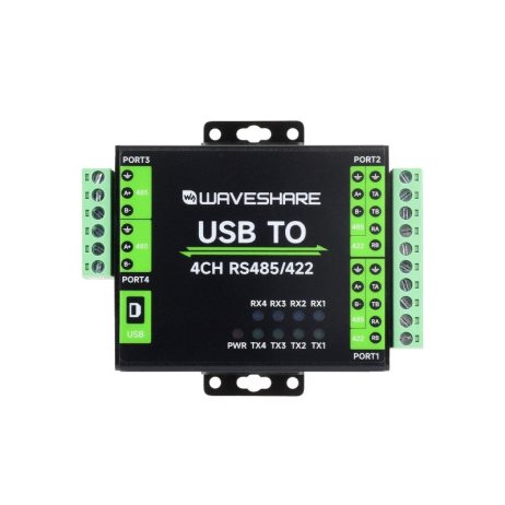 Waveshare Industrial Isolated Usb To Rs485/422 Converter, Original Ft4232Hl Chip, Supports Usb To 2-Ch Rs485 + 2-Ch Rs485/422