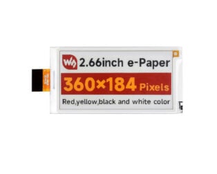 Waveshare 2.66inch E-Paper (G) raw display, 360x184, Red/Yellow/Black/White, SPI Communication