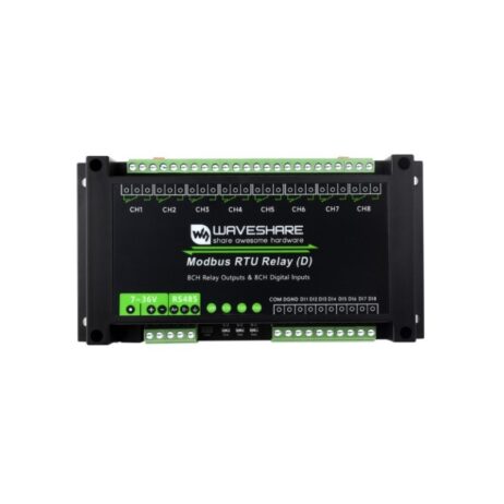 Waveshare Industrial Modbus Rtu 8-Ch Relay Module (D) With Digital Input And Rs485 Interface