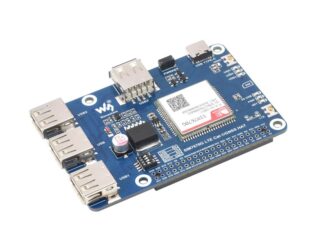 Waveshare Cat-1/GNSS HAT for Raspberry Pi, Based On SIM7670G module, Global Multi-band LTE 4G Cat-1 support, GNSS positioning, 3x USB 2.0 extended ports