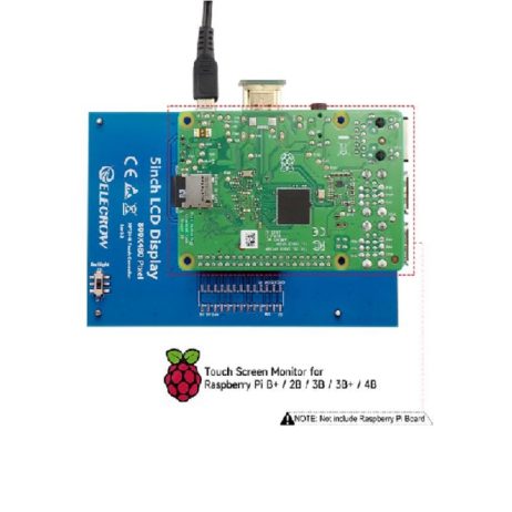 ELECROW RR050 5 Inch 800x480 Resistive Touch Screen TFT Display for Raspberry Pi B+/2B/3B/4B/5