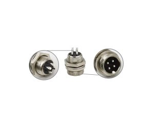 4 Pins 12mm XLR Aviation Audio Male Plug Male Jack Cable Connector Kit - GX12-4