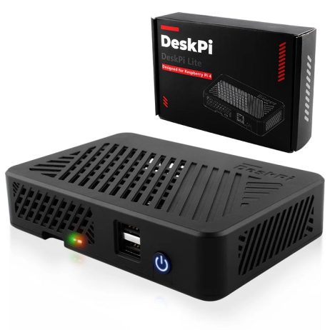 DeskPi Lite for Raspberry Pi 4, With Power Button/ Heatsink with PWM Fan/ Dual Full-Size HDMI