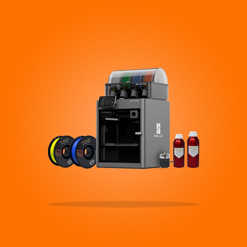 Bambu Lab X1E Combo 3D Printer and Pro Range Resin orange